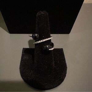 Noir NYC Jewelry Deep Blue Crystal and Pavé Wrap Ring